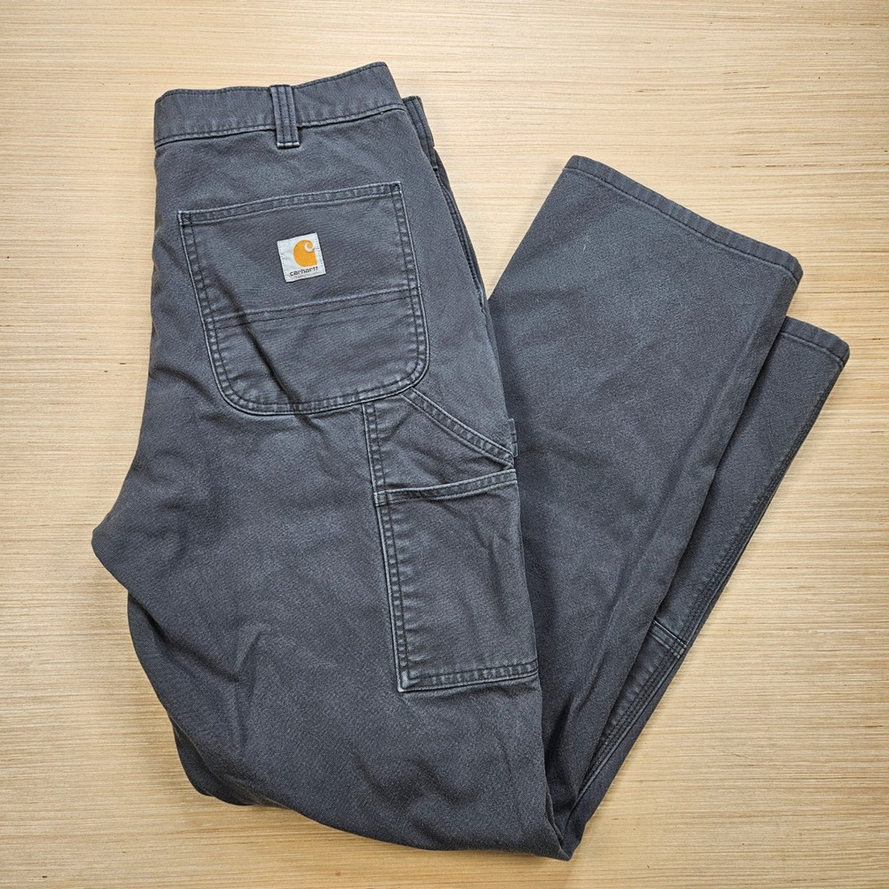 Carhartt Utility Work Pant Men 34x34 Fit 34x32 Gray Rugged Flex Double Knee